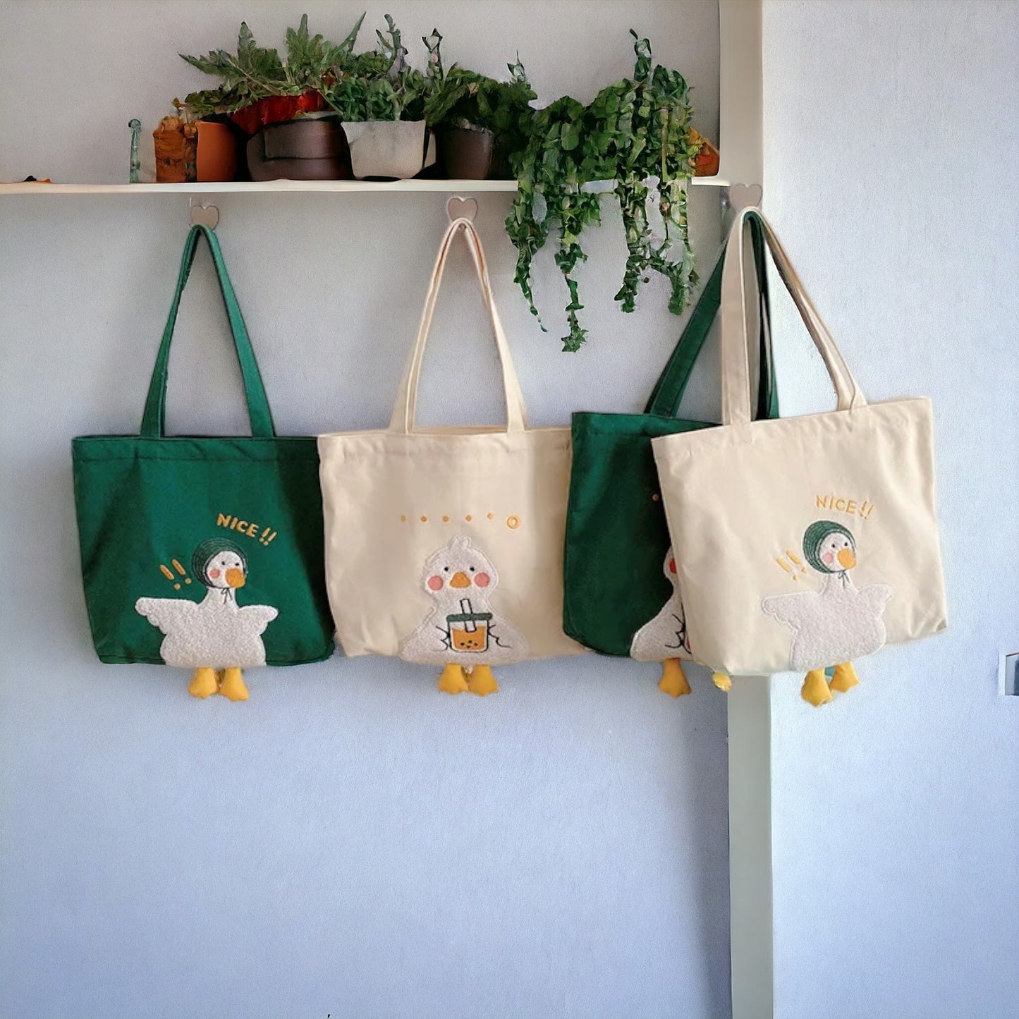 Quirky Duck Canvas Tote Bag - Cute and Casual Handbag for Everyday Style-the lalezar