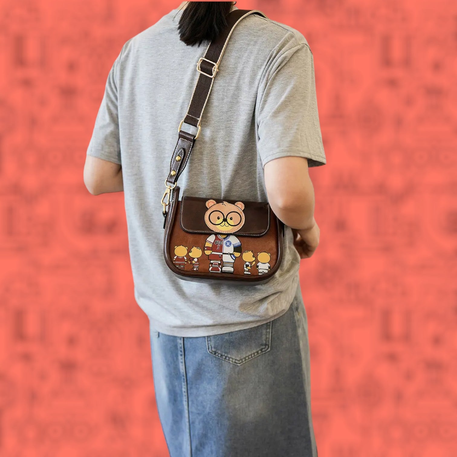 Vintage-Inspired Character Saddle Bag – Chic Small Crossbody with Playful Motif for 2024-the lalezar