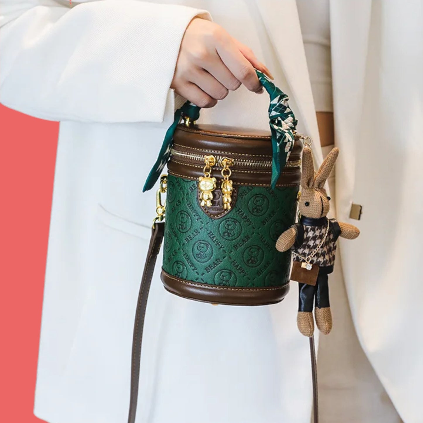 Chic Emerald Cylinder Crossbody - Women's Compact Phone & Essentials Bag-the lalezar