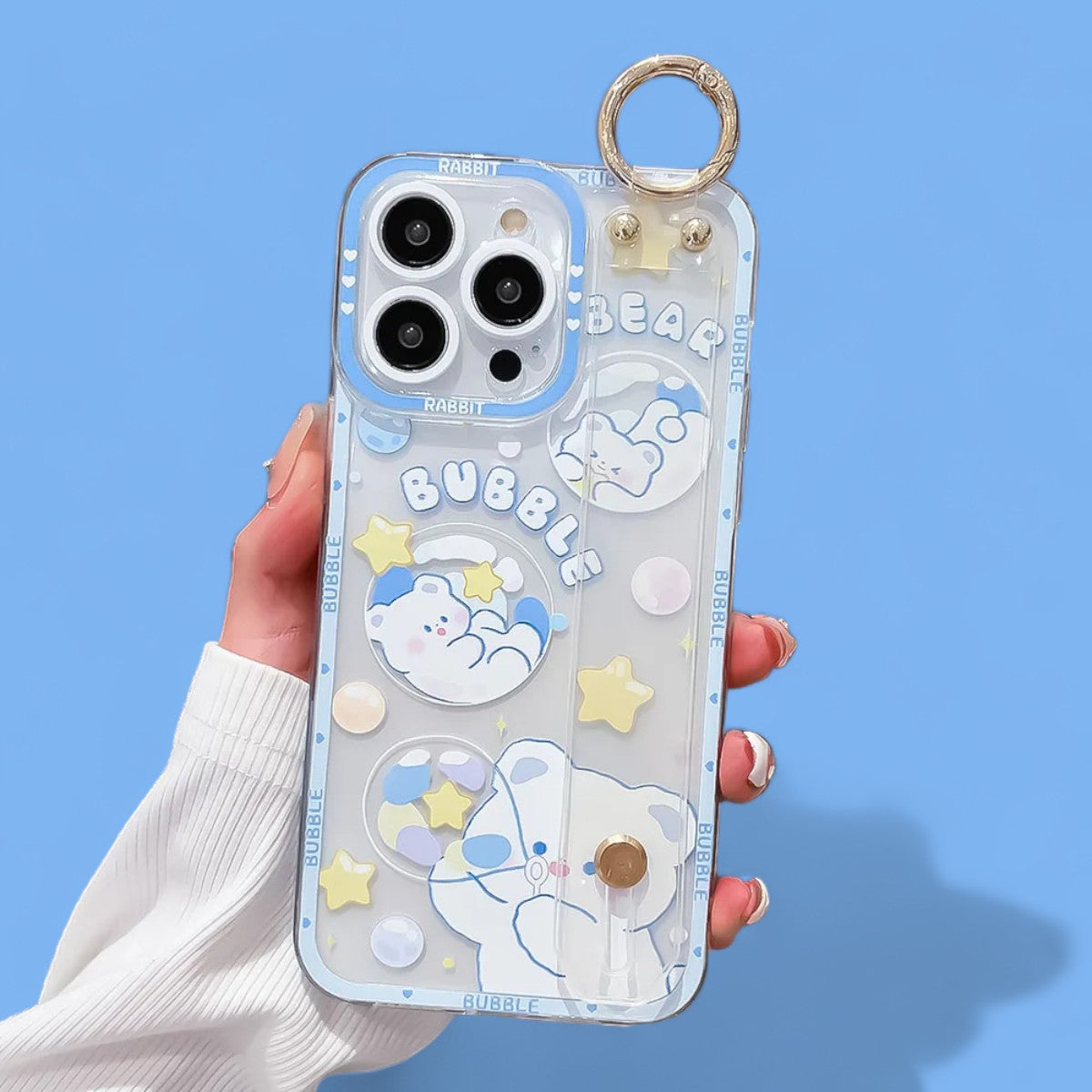 Dreamy Bubbles Grip & Strap with Ring Phone Case-the lalezar