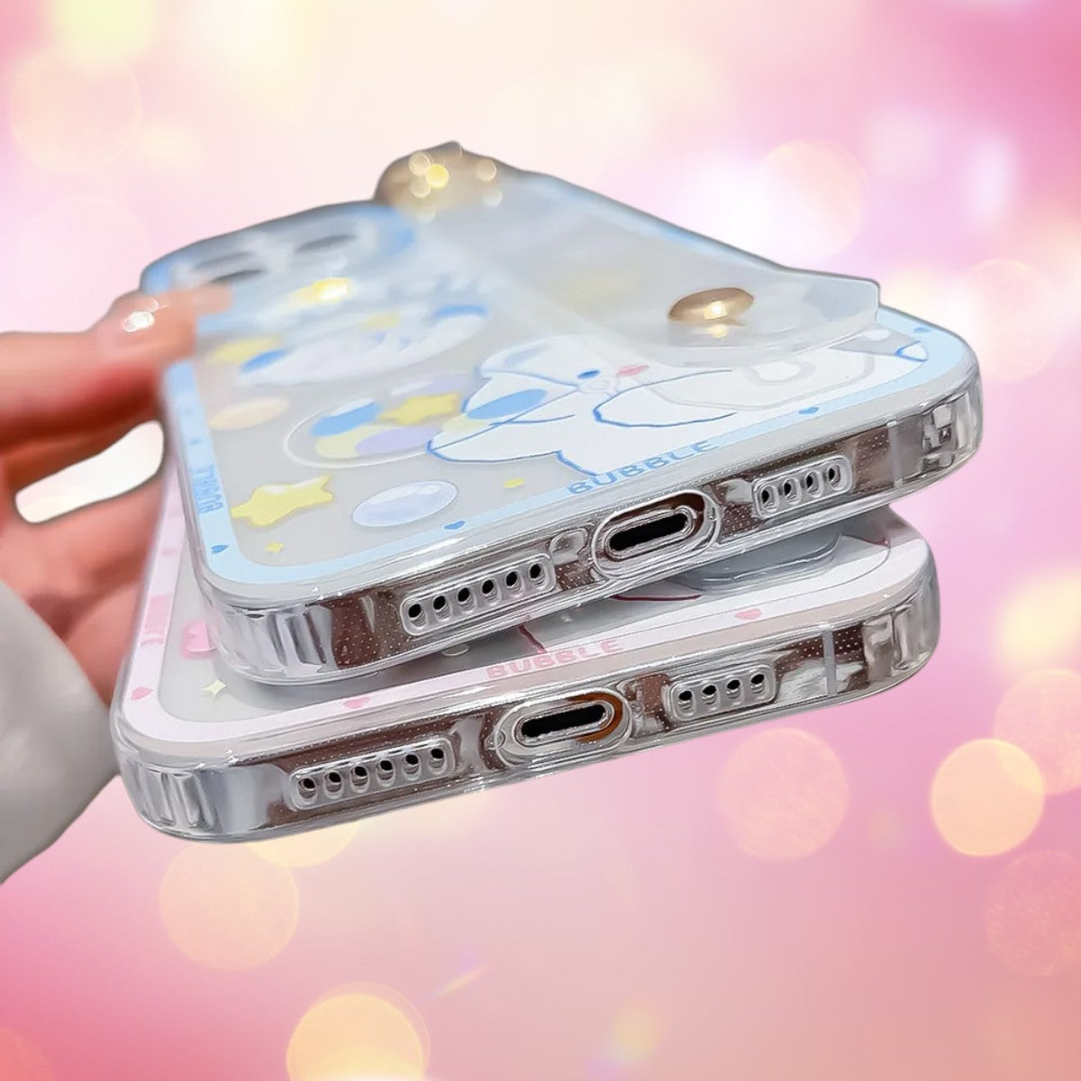 Dreamy Bubbles Grip & Strap with Ring Phone Case-the lalezar