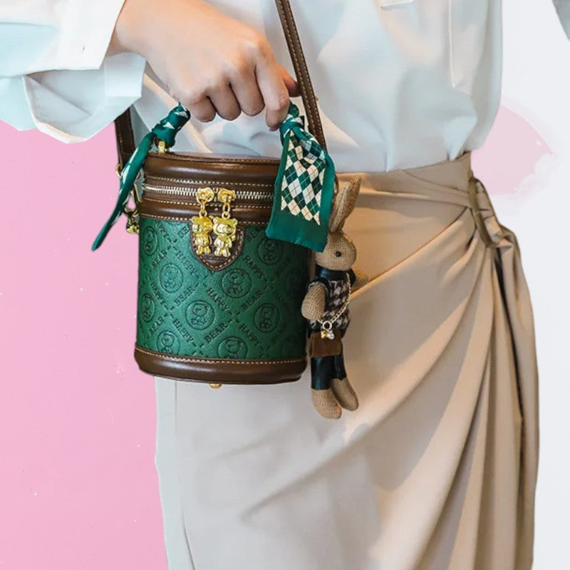 Chic Emerald Cylinder Crossbody - Women's Compact Phone & Essentials Bag-the lalezar