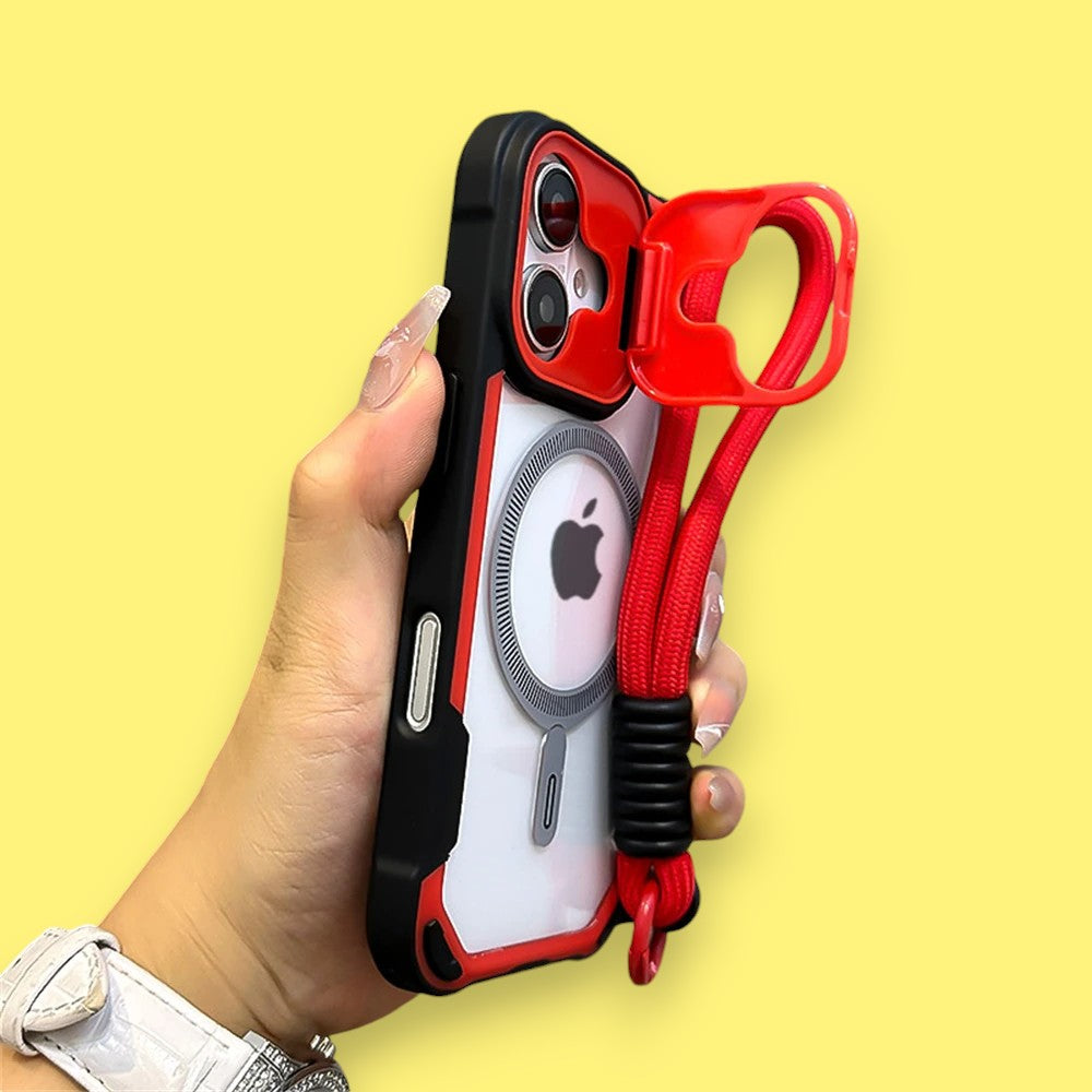 Snap & Go! Bold Color Clash iPhone Case with MagSafe, Stand, and Strap for Adventures-the lalezar