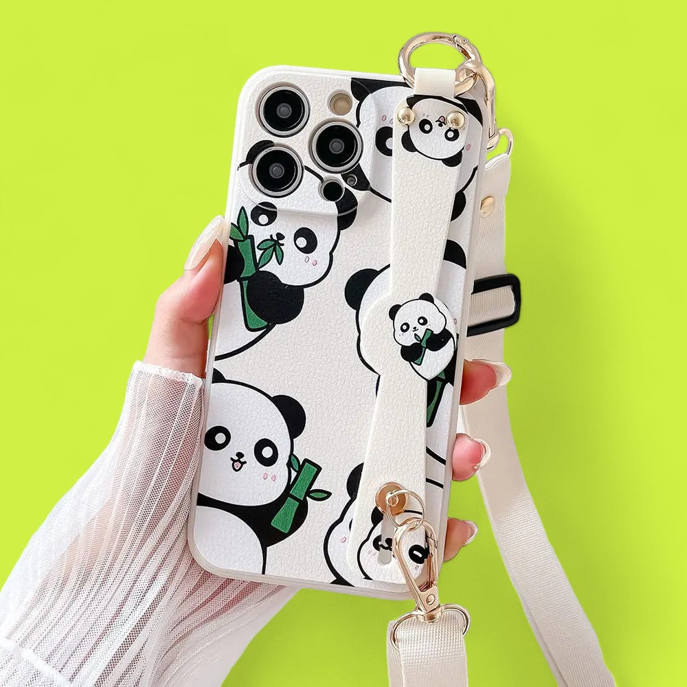 Playful Pandamonium Grip & Stand Crossbody Strap Phone Cases-the lalezar