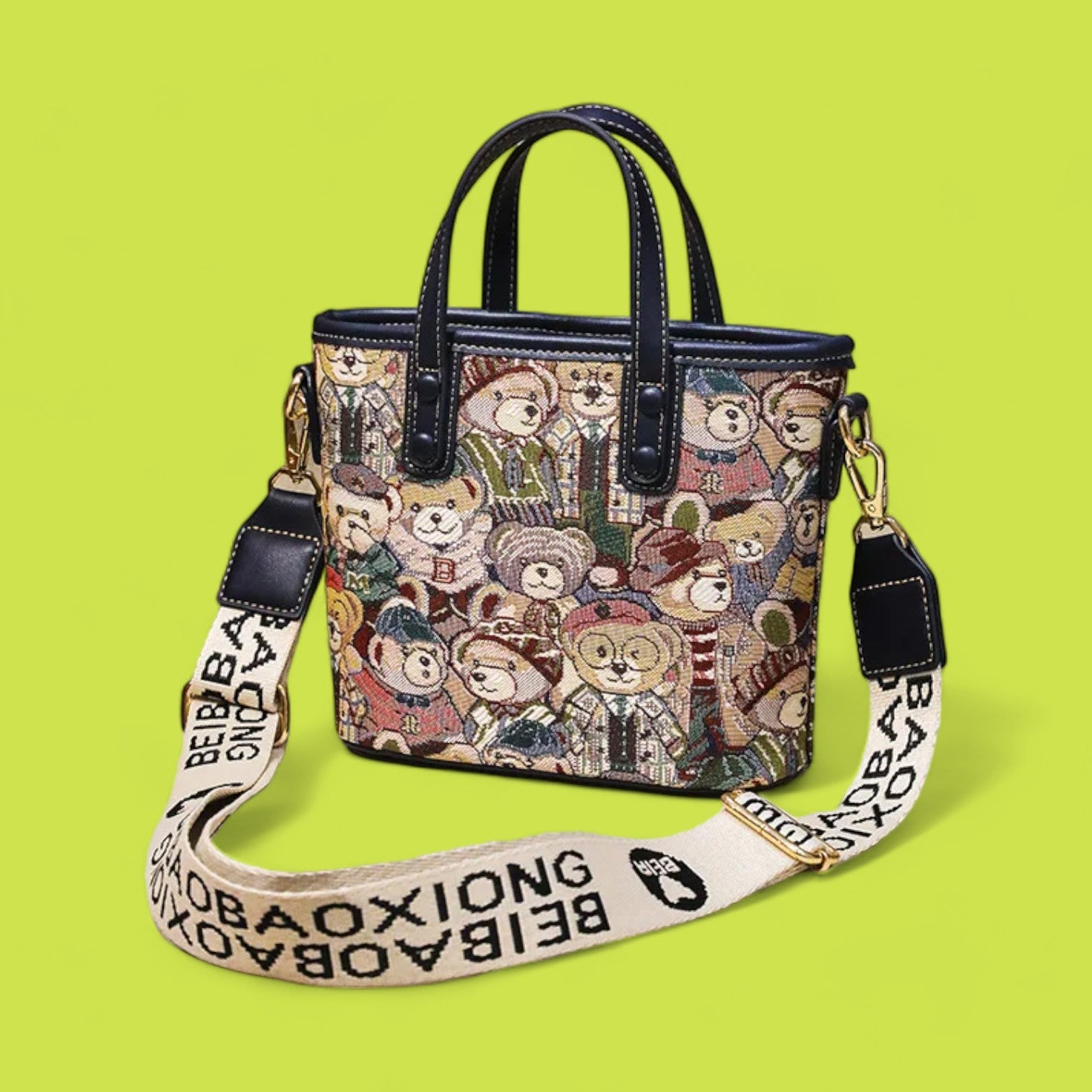 Enchanted Embroidered Bear Crossbody Tote – Petite and Playful for 2024-the lalezar