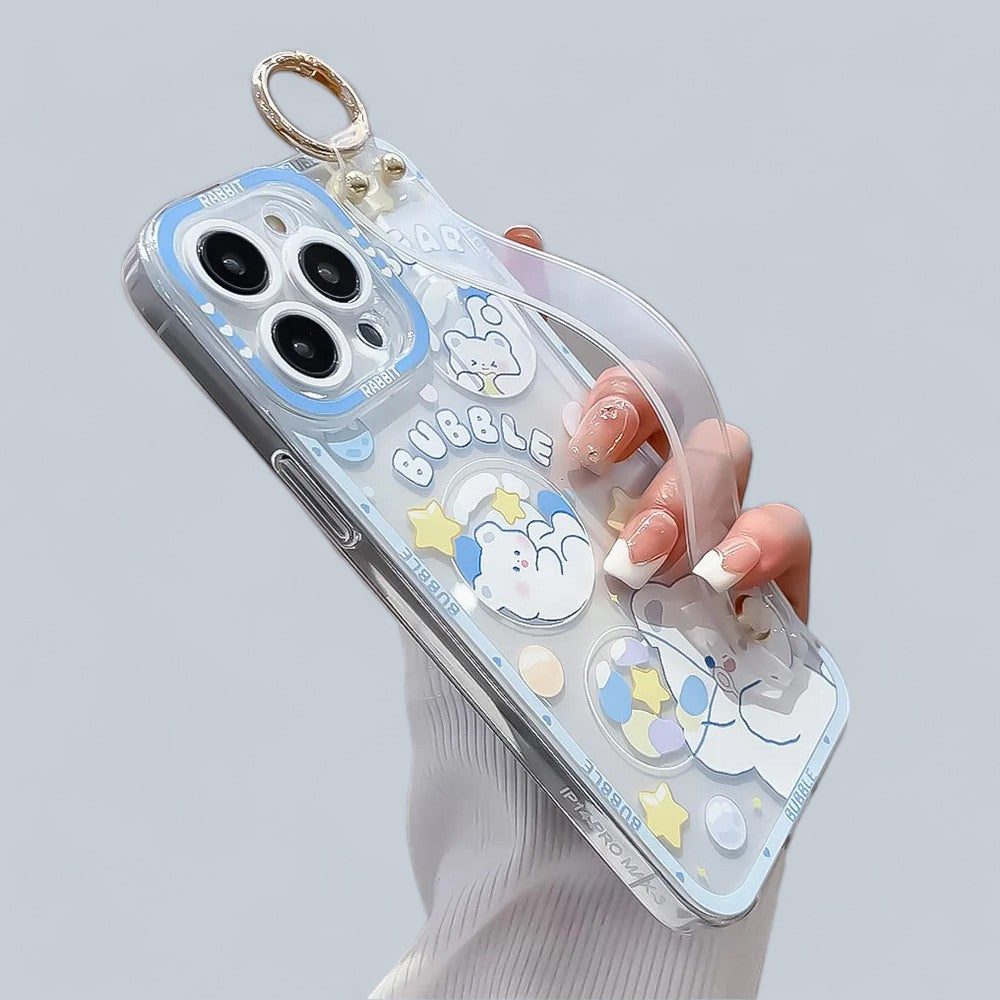 Dreamy Bubbles Grip & Strap with Ring Phone Case-the lalezar