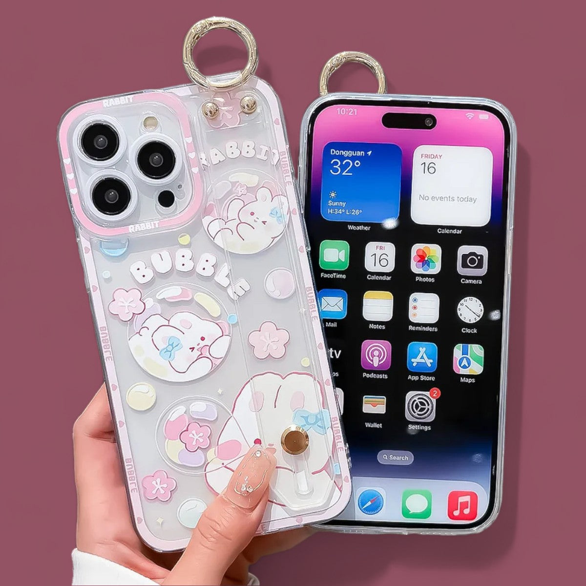 Dreamy Bubbles Grip & Strap with Ring Phone Case-the lalezar