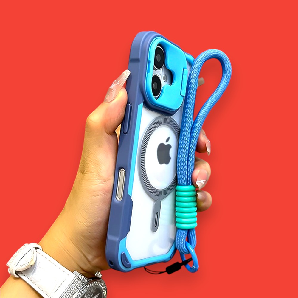 Snap & Go! Bold Color Clash iPhone Case with MagSafe, Stand, and Strap for Adventures-the lalezar