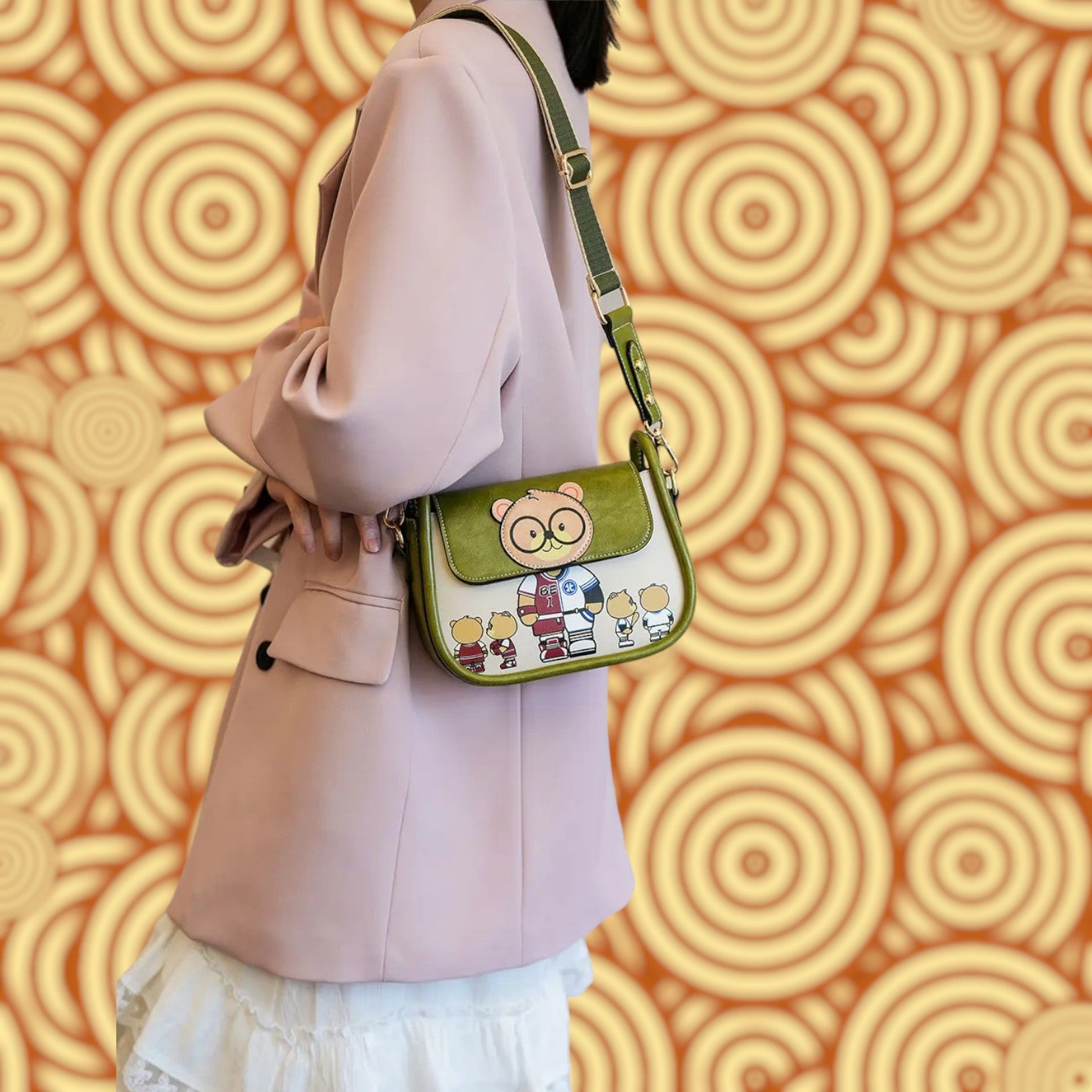 Vintage-Inspired Character Saddle Bag – Chic Small Crossbody with Playful Motif for 2024-the lalezar