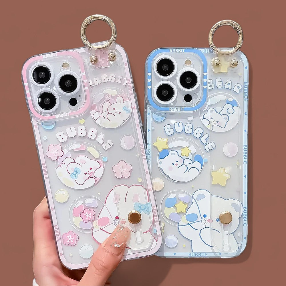 Dreamy Bubbles Grip & Strap with Ring Phone Case-the lalezar