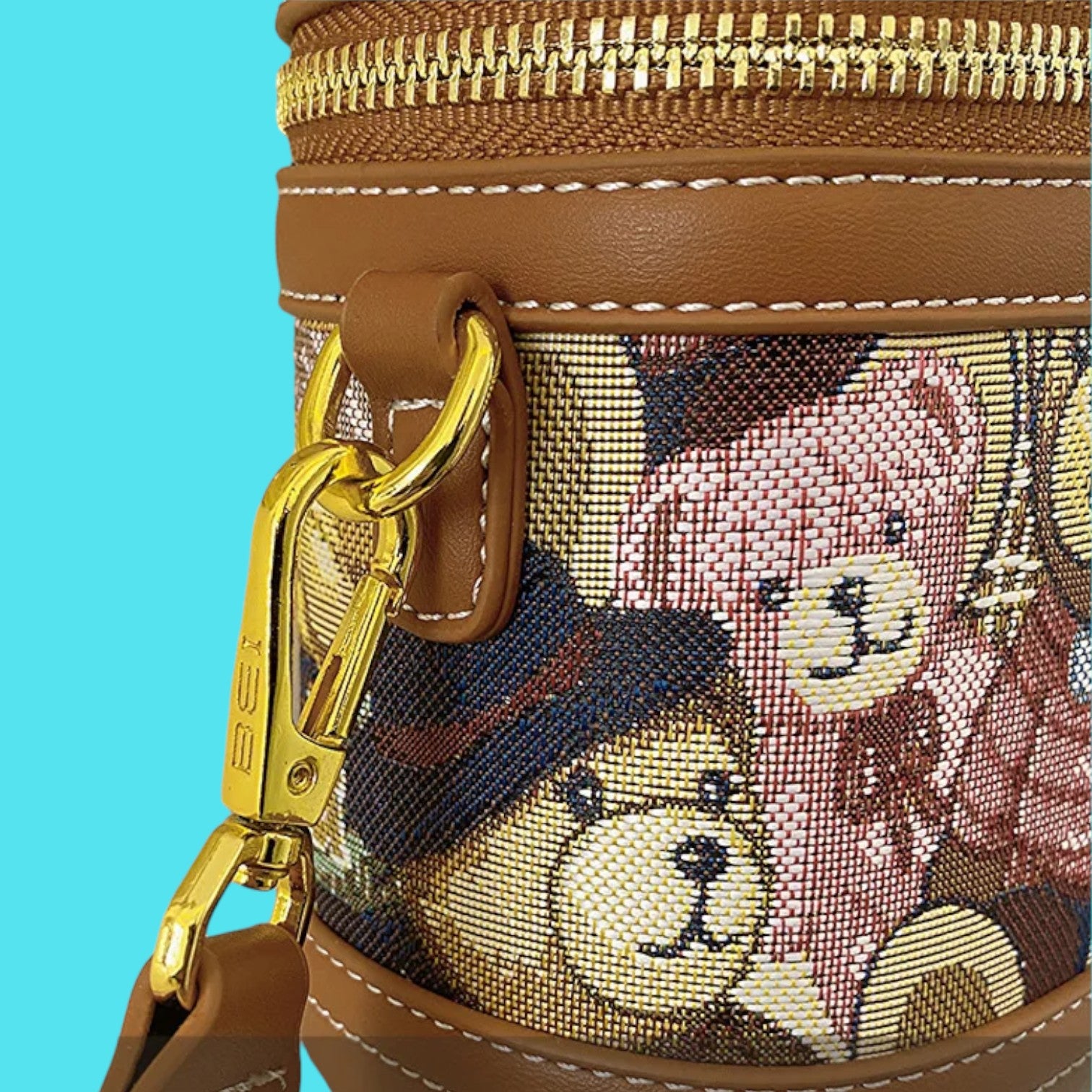 Chic Embroidered Bear Circular Crossbody Bag-the lalezar