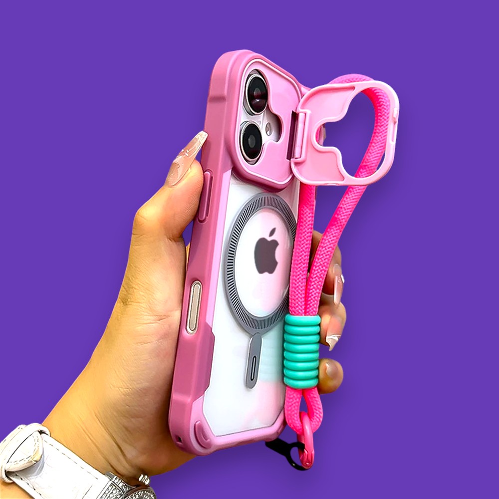 Snap & Go! Bold Color Clash iPhone Case with MagSafe, Stand, and Strap for Adventures-the lalezar