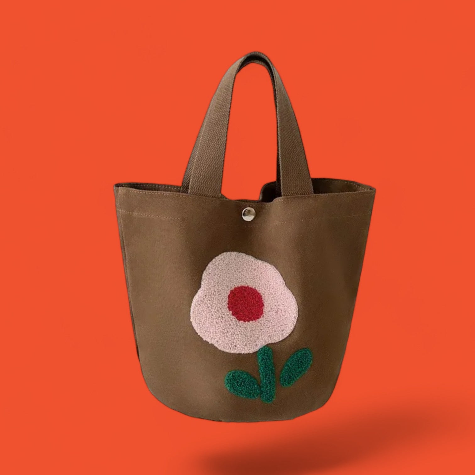 Floral Fancy Embroidered Canvas Bucket Tote - Colorful and Spacious-the lalezar