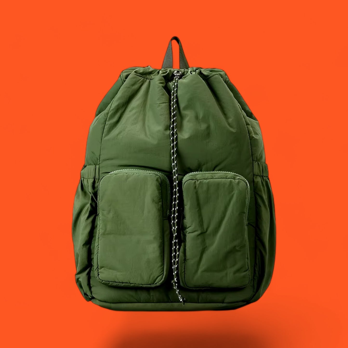 backpack with padding army green front view